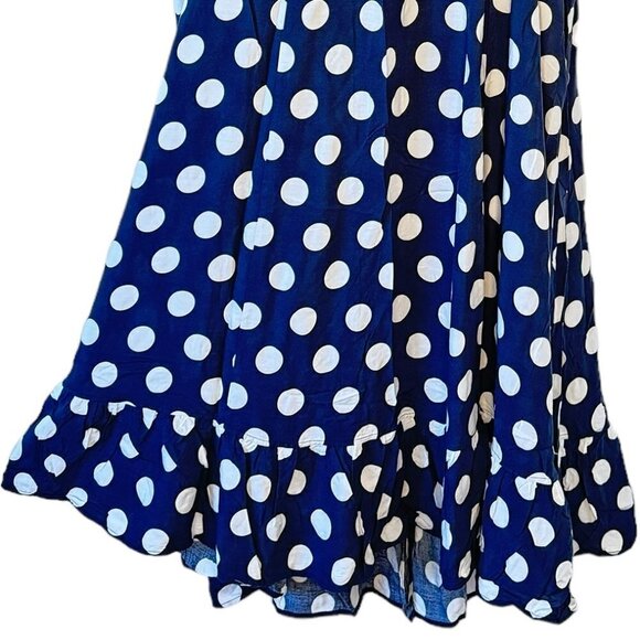 BUENOS NINOS NEW Women's Flowing Midi Dress Navy with White Dots Pockets  XXXL - Picture 4 of 8
